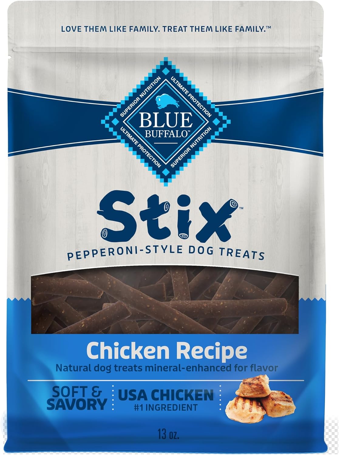 Blue Buffalo Pepperoni-Style Dog Treats Made with Natural Ingredients, Chicken Recipe