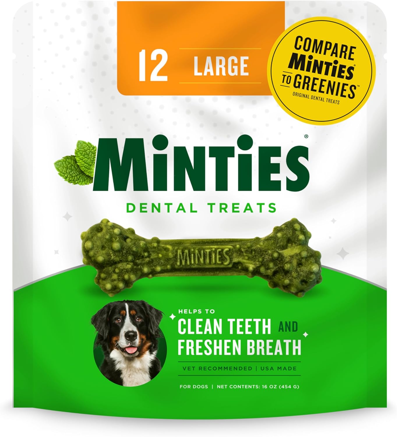 Minties Dental Chews for Dogs, Vet-Recommended Mint-Flavored Dental Treats for Tiny/Small Dogs 5-24 Lbs