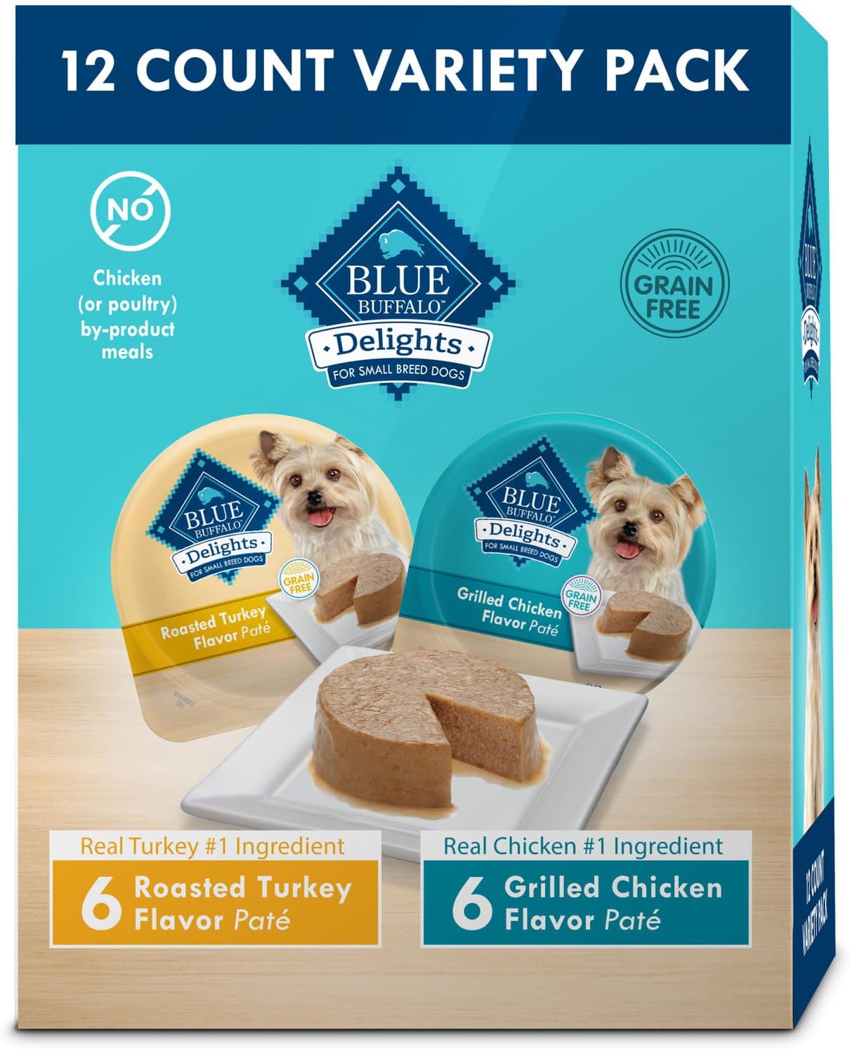 Delights Small Breed Natural Wet Dog Food Variety Pack, Top Sirloin Paté and Grilled Chicken Paté, 3.5-Oz. Cups, 12 Count