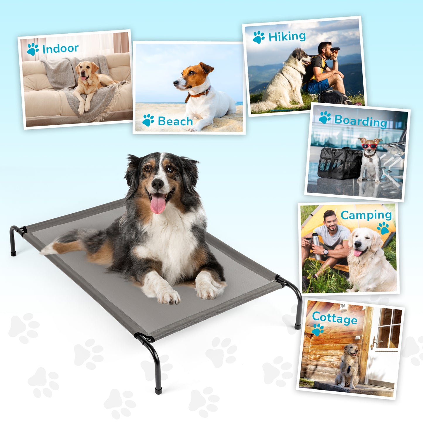 Elevated Dog Bed – Breathable Cooling Raised Pet Bed for Indoor & Outdoor Use (43” x 26”)