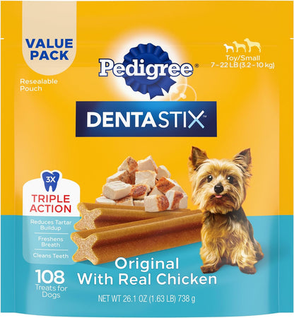 DENTASTIX Toy/Small Dog Dental Treats Original Flavor Dental Bones, 5.8 Oz. -24 Count (Pack of 7)