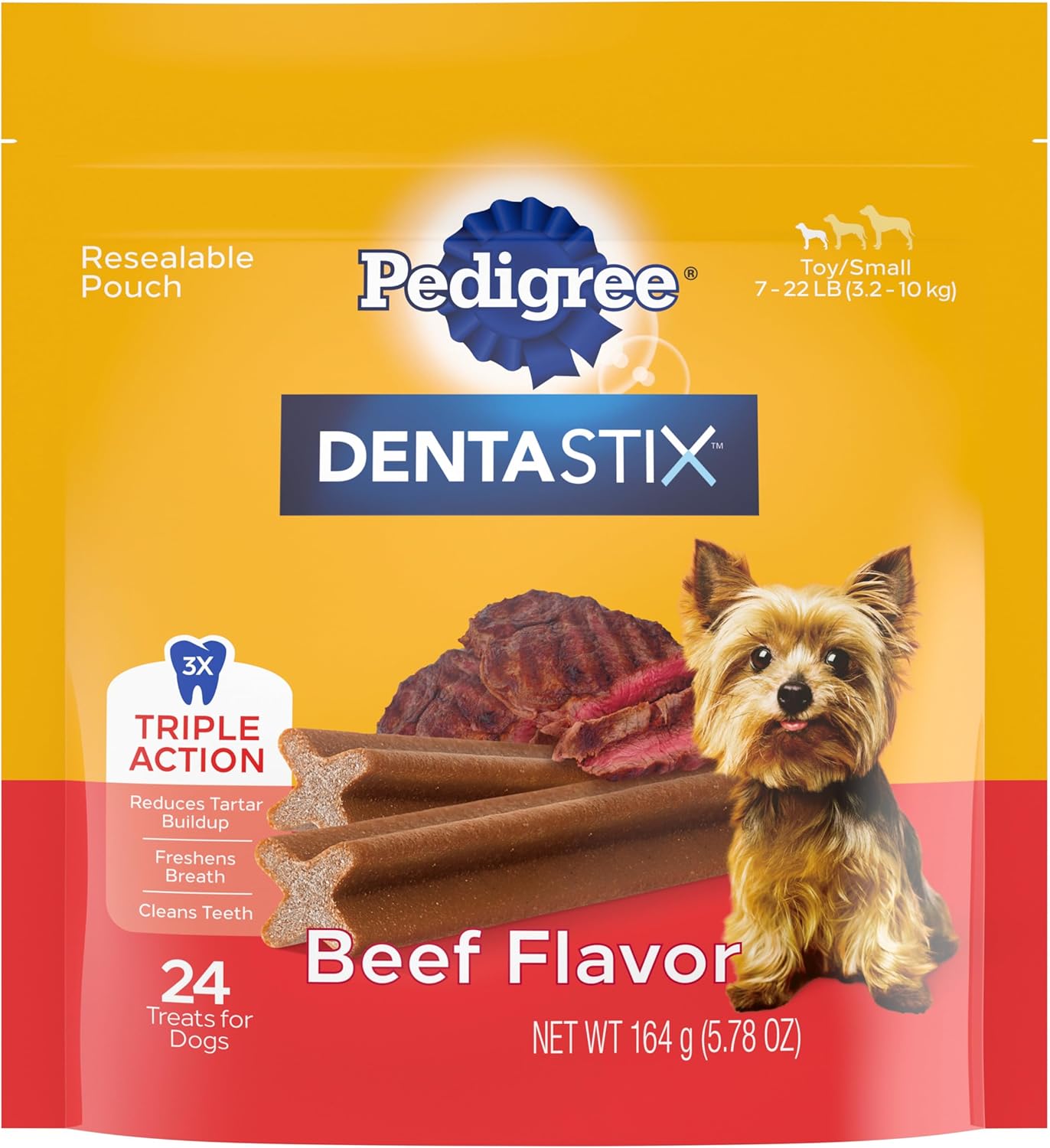 DENTASTIX Toy/Small Dog Dental Treats Original Flavor Dental Bones, 5.8 Oz. -24 Count (Pack of 7)