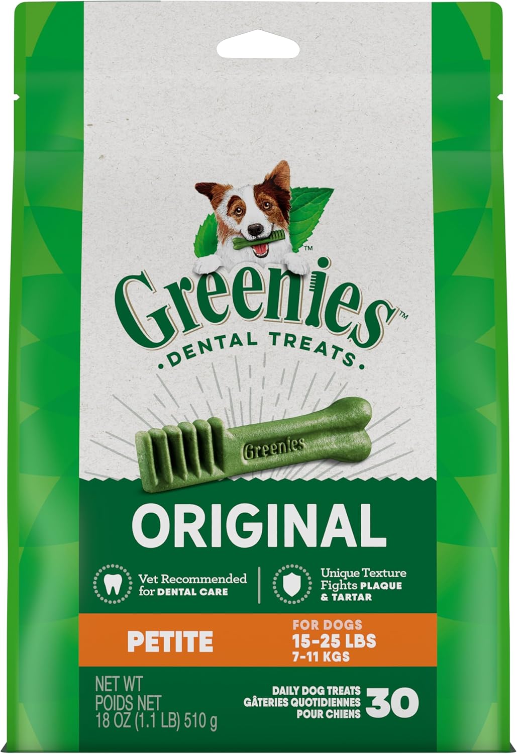 Original Petite Natural Dental Care Dog Treats, 36 Oz. Pack (60 Treats)