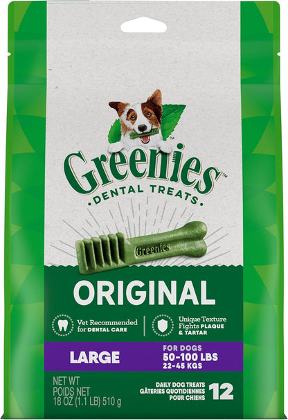 Original Large Natural Dental Care Dog Treats, 54 Oz. Pack (34 Treats)