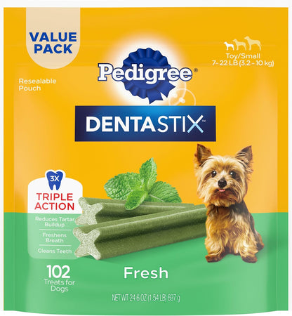 DENTASTIX Toy/Small Dog Dental Treats Original Flavor Dental Bones, 5.8 Oz. -24 Count (Pack of 7)