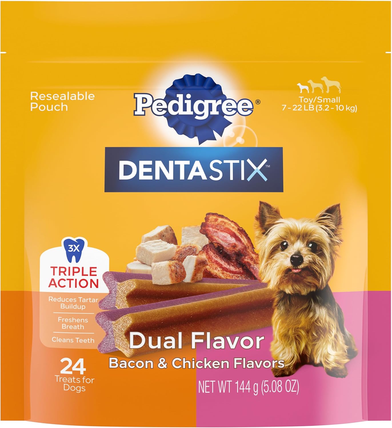 DENTASTIX Toy/Small Dog Dental Treats Original Flavor Dental Bones, 5.8 Oz. -24 Count (Pack of 7)