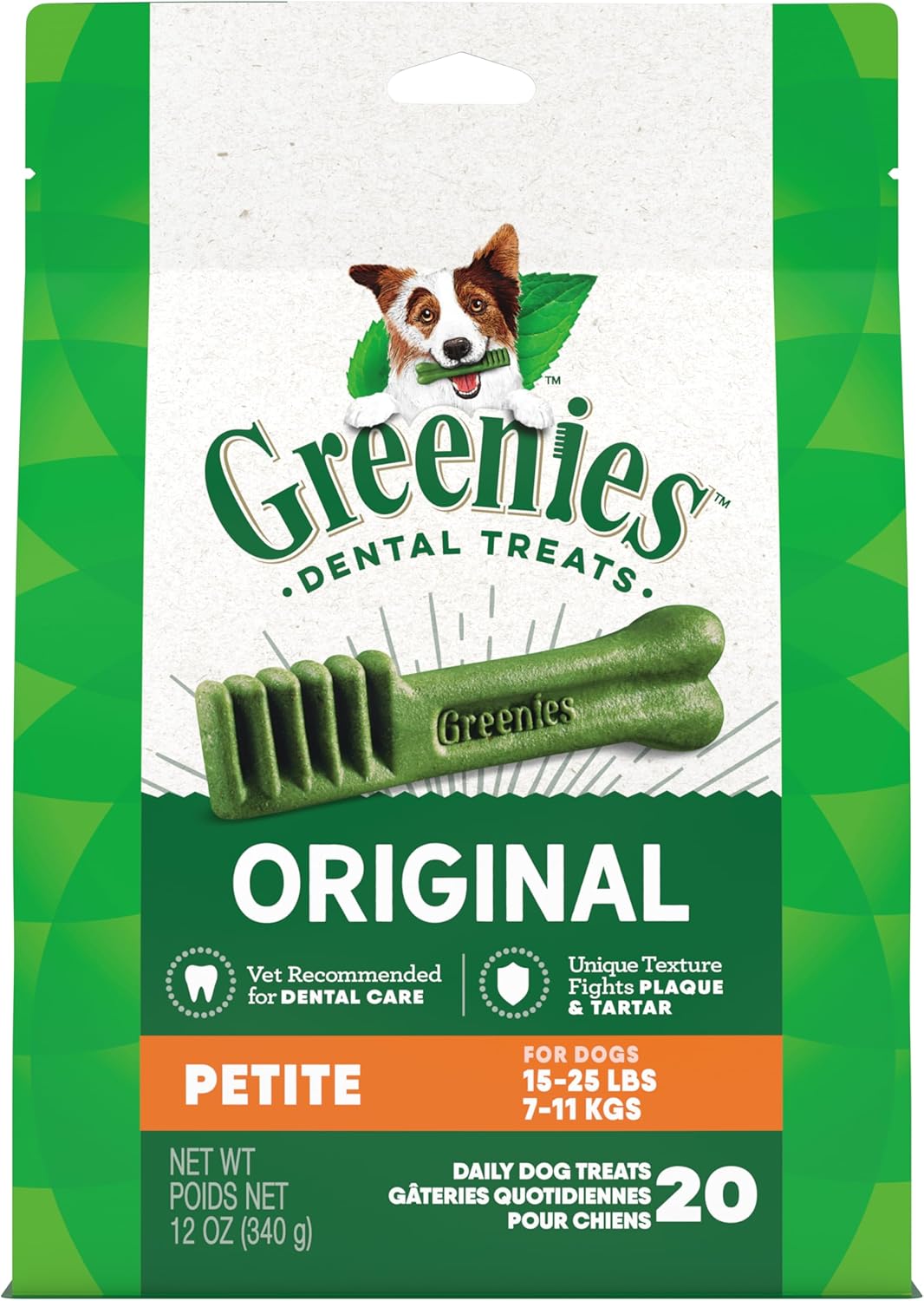 Original Petite Natural Dental Care Dog Treats, 36 Oz. Pack (60 Treats)