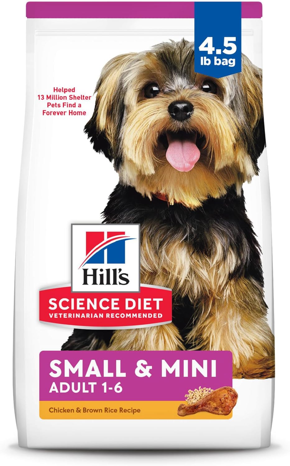 Small & Mini, Adult 1-6, Small & Mini Breeds Premium Nutrition, Dry Dog Food, Chicken & Brown Rice, 15.5 Lb Bag