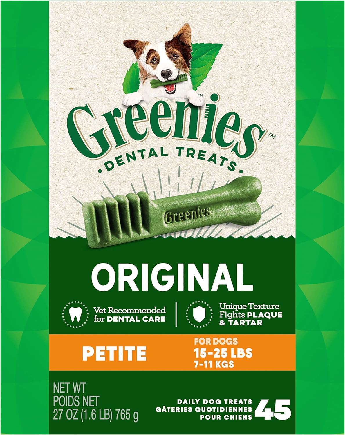 Original Petite Natural Dental Care Dog Treats, 36 Oz. Pack (60 Treats)