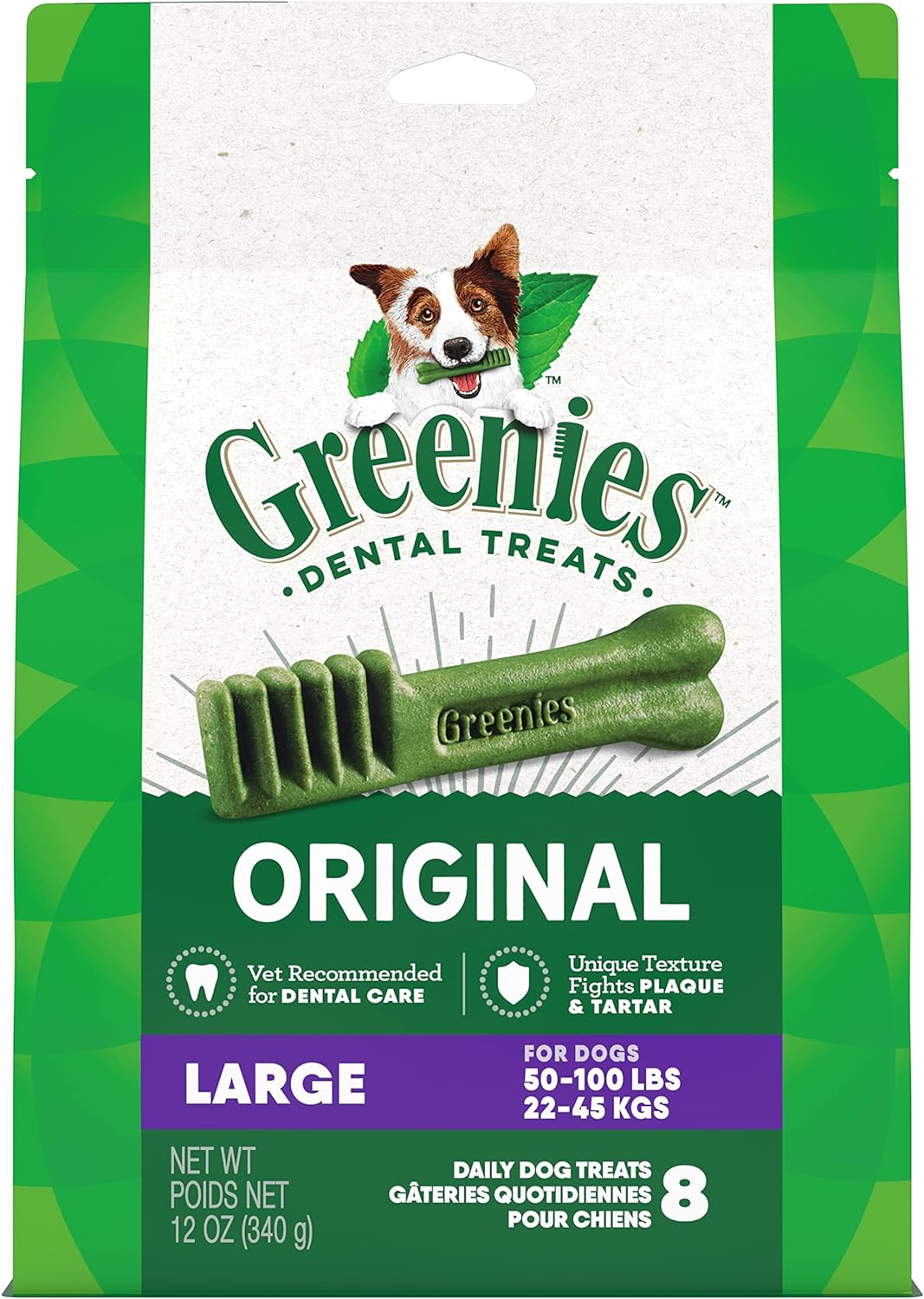 Original Large Natural Dental Care Dog Treats, 54 Oz. Pack (34 Treats)