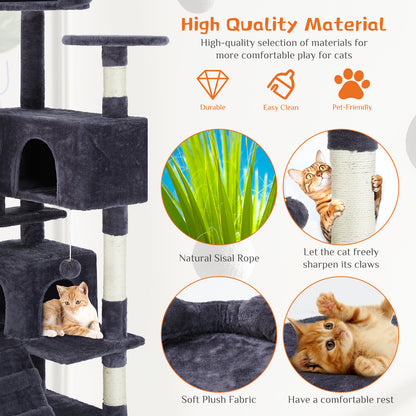 Multi-Functional Cat Treehouse – Cat Climbing Frame with Condo, Perches & Scratching Posts