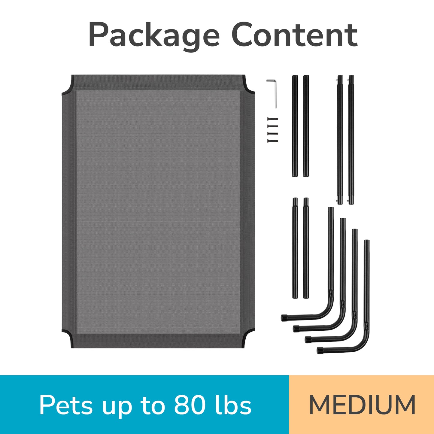 Large Elevated Dog Bed – Extra Strong Raised Cooling Pet Bed for Indoor & Outdoor Use (50” x 31”)