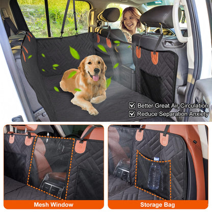 Dog Car Seat Cover Hammock – Waterproof Back Seat Extender with Mesh Window & Storage for SUV, Car & Truck