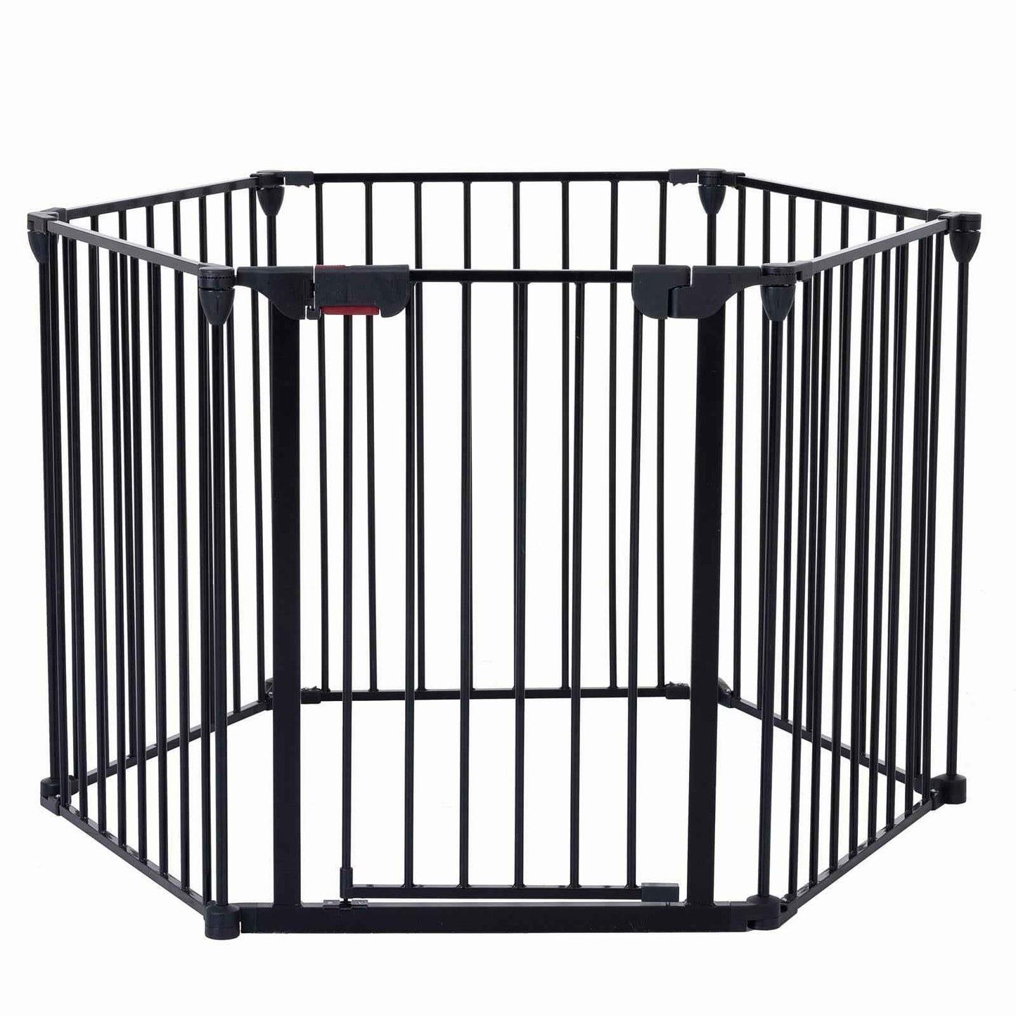 150" Adjustable Metal Safety Gate with 6 Panels – Multi-Functional Play Yard, Fireplace Fence, Stair Gate, and Christmas Tree Barrier