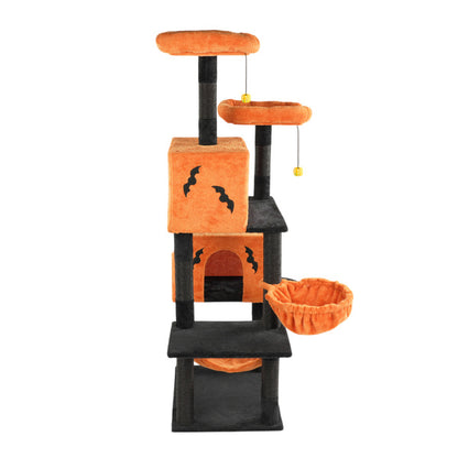 Halloween Cat Tree – Multi-Level Cat Tower with Condos, Hammocks & Scratching Posts for Large Cats
