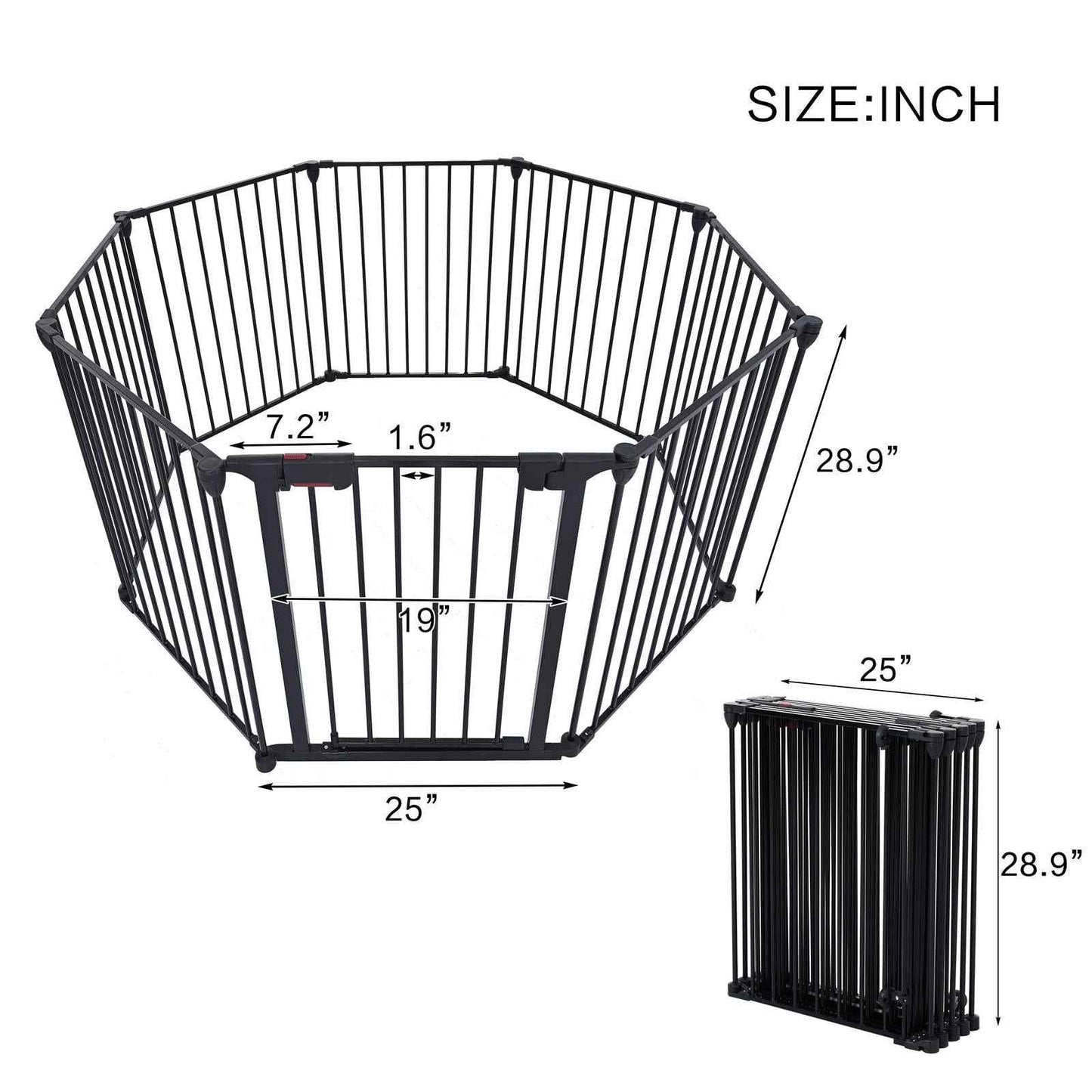 200" Adjustable Metal Safety Gate with 8 Panels – Multi-Functional Play Yard, Fireplace Fence, Stair Gate, and Christmas Tree Barrier
