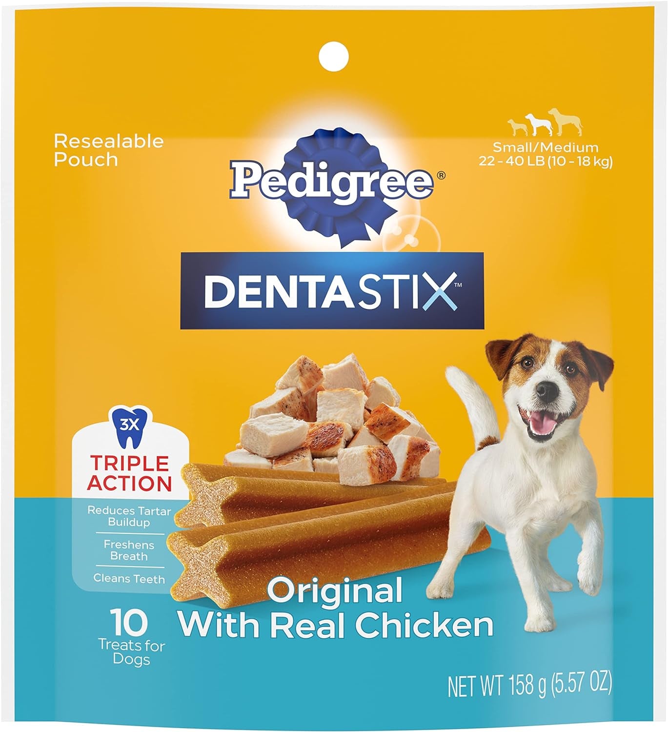 DENTASTIX Small/Medium Dog Dental Treats Original Flavor Dental Bones, 5.57 Oz - 10 Count (Pack of 7)