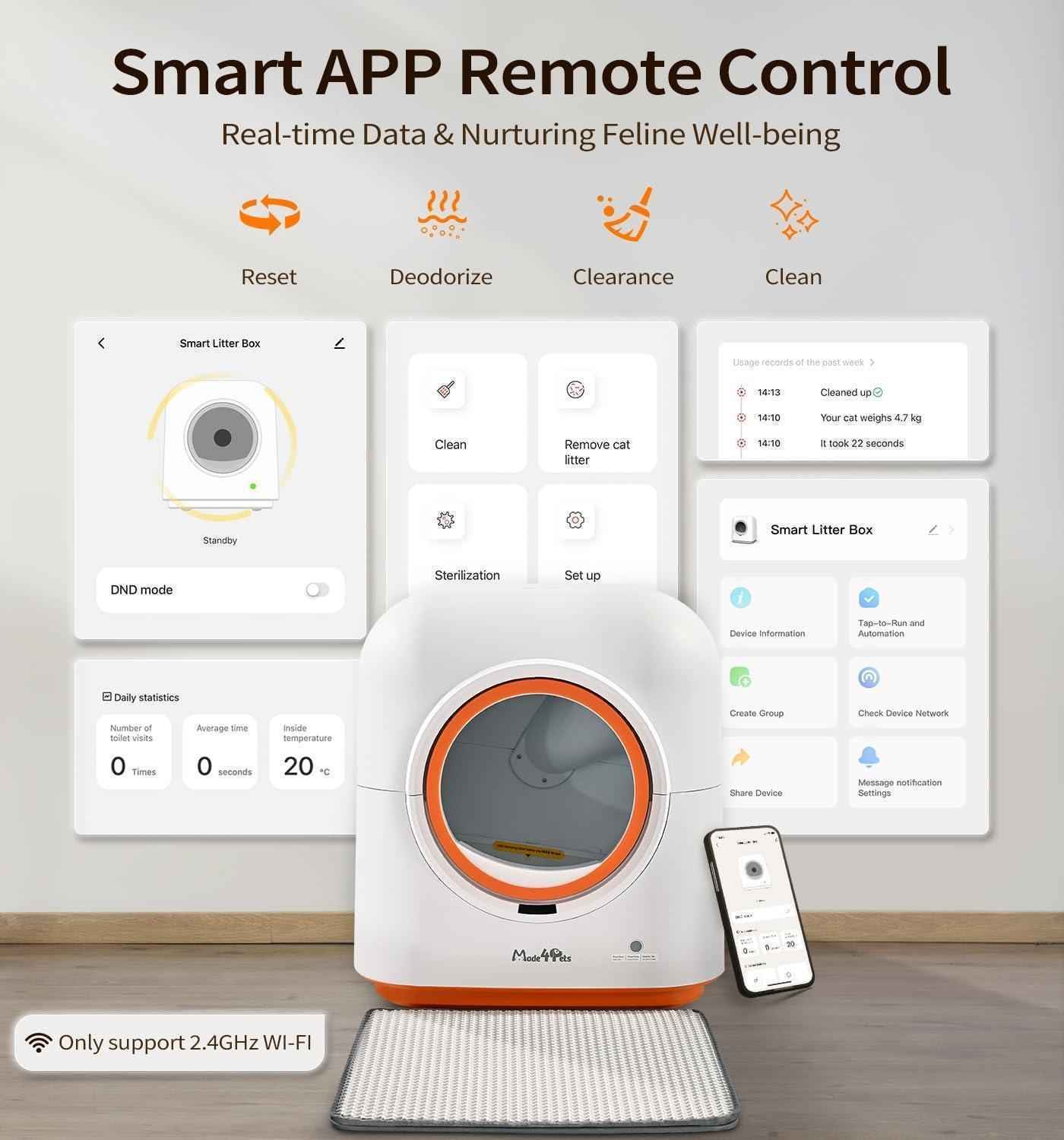 60L Automatic Smart Cat Litter Box – App Control, Odor-Deodorizing Infrared Sensor, Self-Cleaning for Multiple Cats