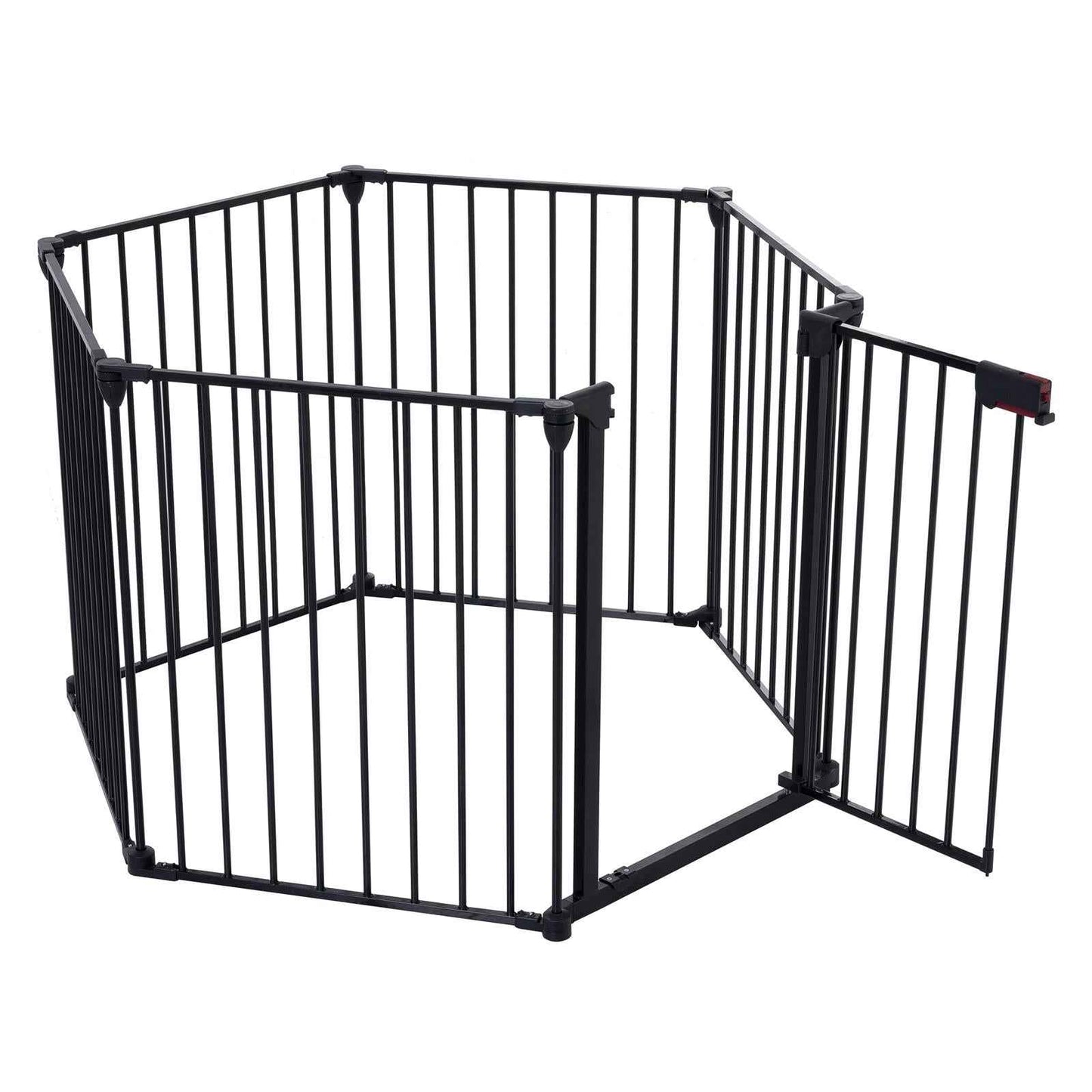 150" Adjustable Metal Safety Gate with 6 Panels – Multi-Functional Play Yard, Fireplace Fence, Stair Gate, and Christmas Tree Barrier