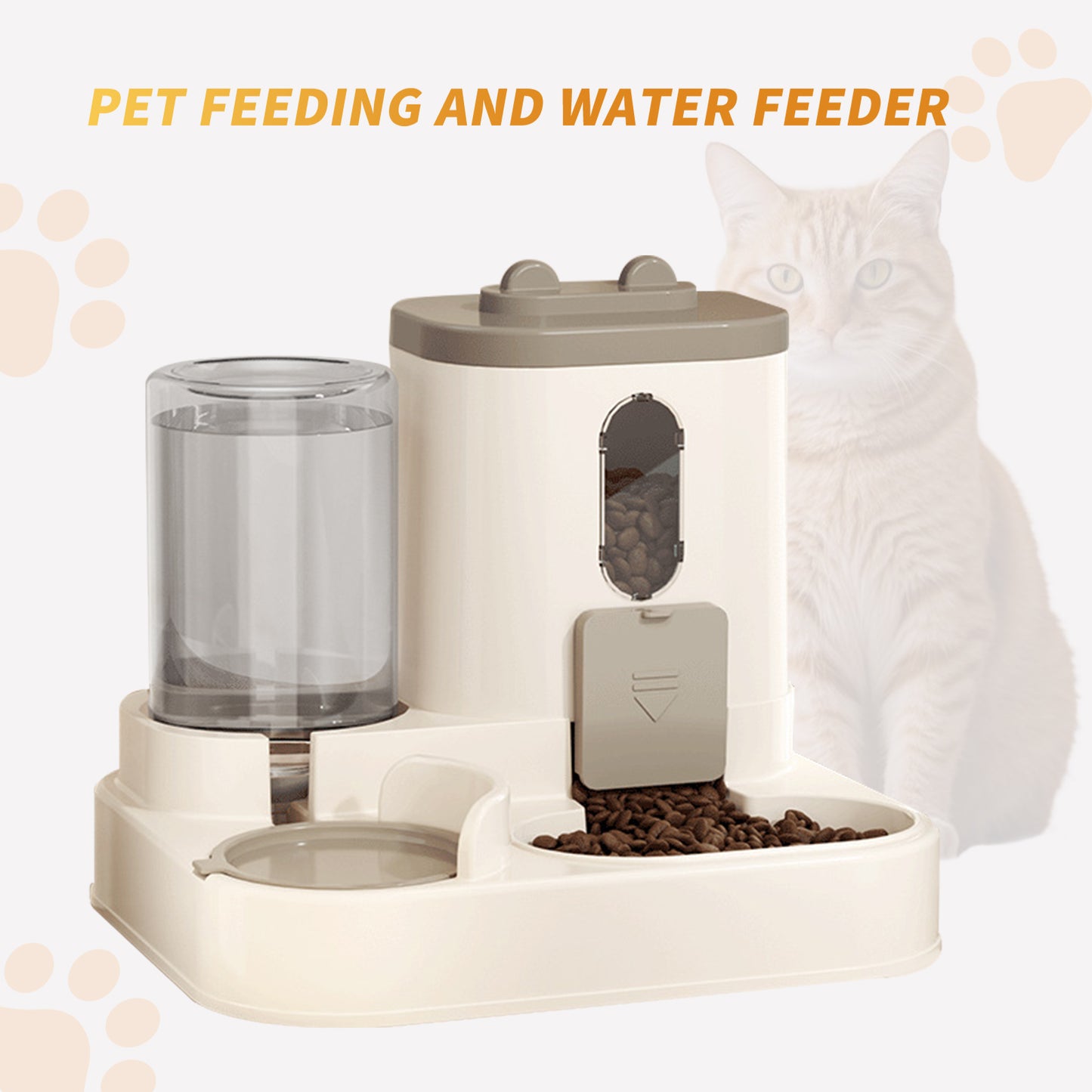 2-in-1 Gravity Automatic Cat Food & Water Dispenser – Auto Refill Feeding System (No Electricity)