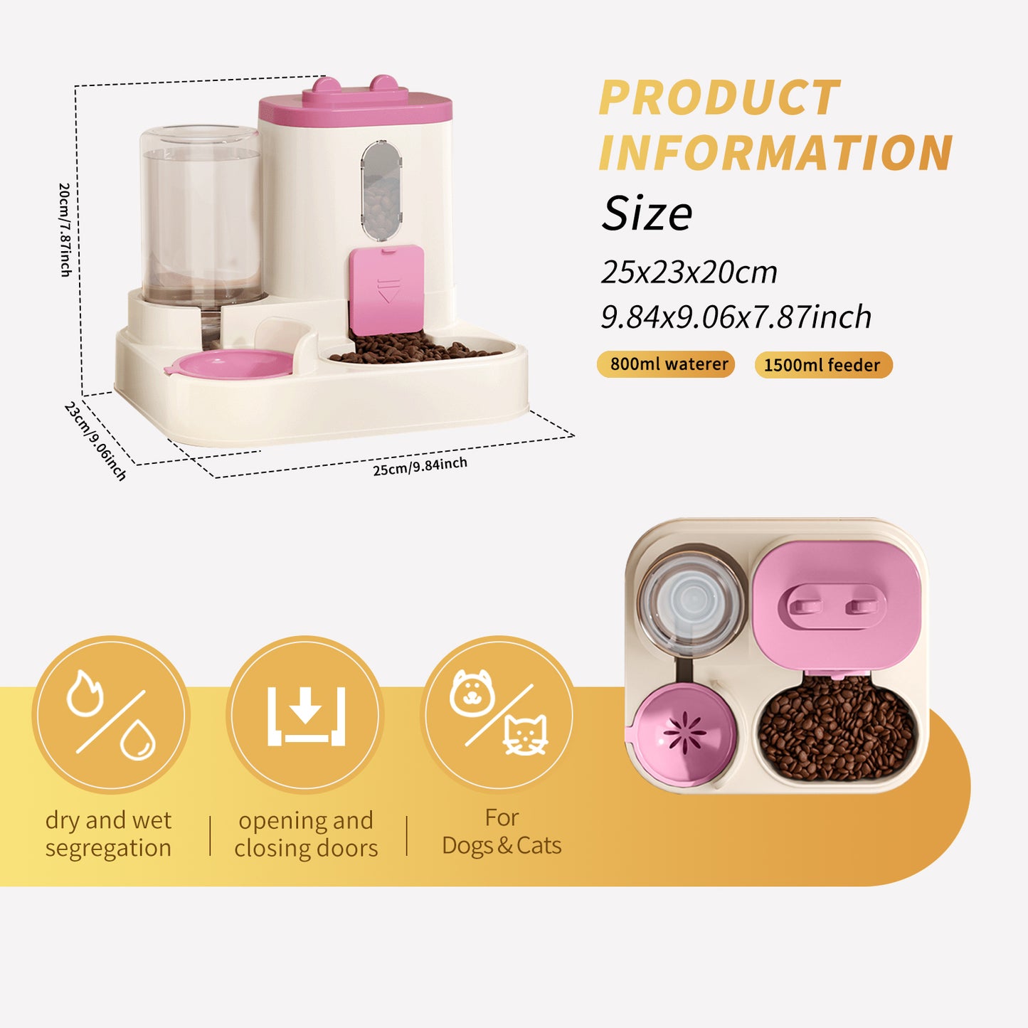 2-in-1 Gravity Automatic Cat Food & Water Dispenser – Auto Refill Feeding System (No Electricity)