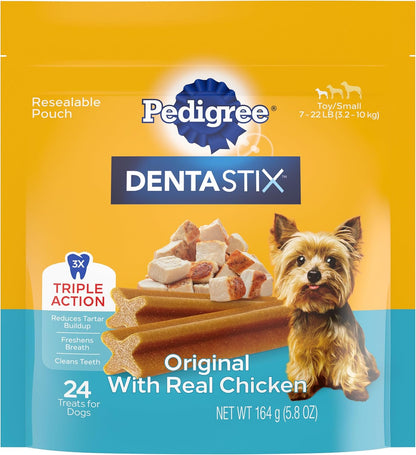 DENTASTIX Toy/Small Dog Dental Treats Original Flavor Dental Bones, 5.8 Oz. -24 Count (Pack of 7)