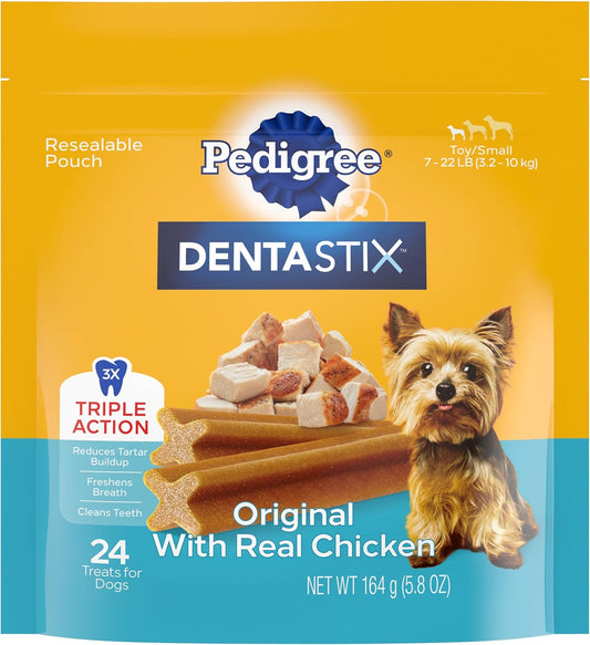 DENTASTIX Toy/Small Dog Dental Treats Original Flavor Dental Bones, 5.8 Oz. -24 Count (Pack of 7)