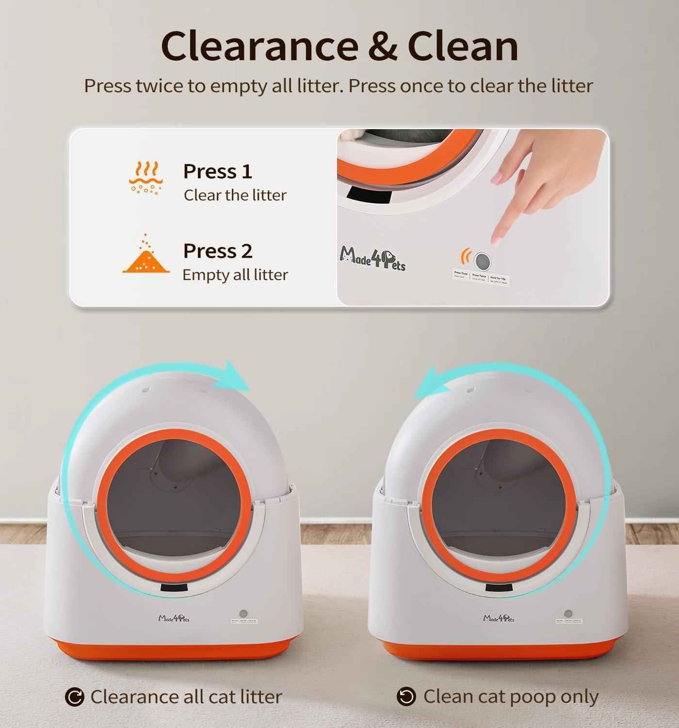 60L Automatic Smart Cat Litter Box – App Control, Odor-Deodorizing Infrared Sensor, Self-Cleaning for Multiple Cats