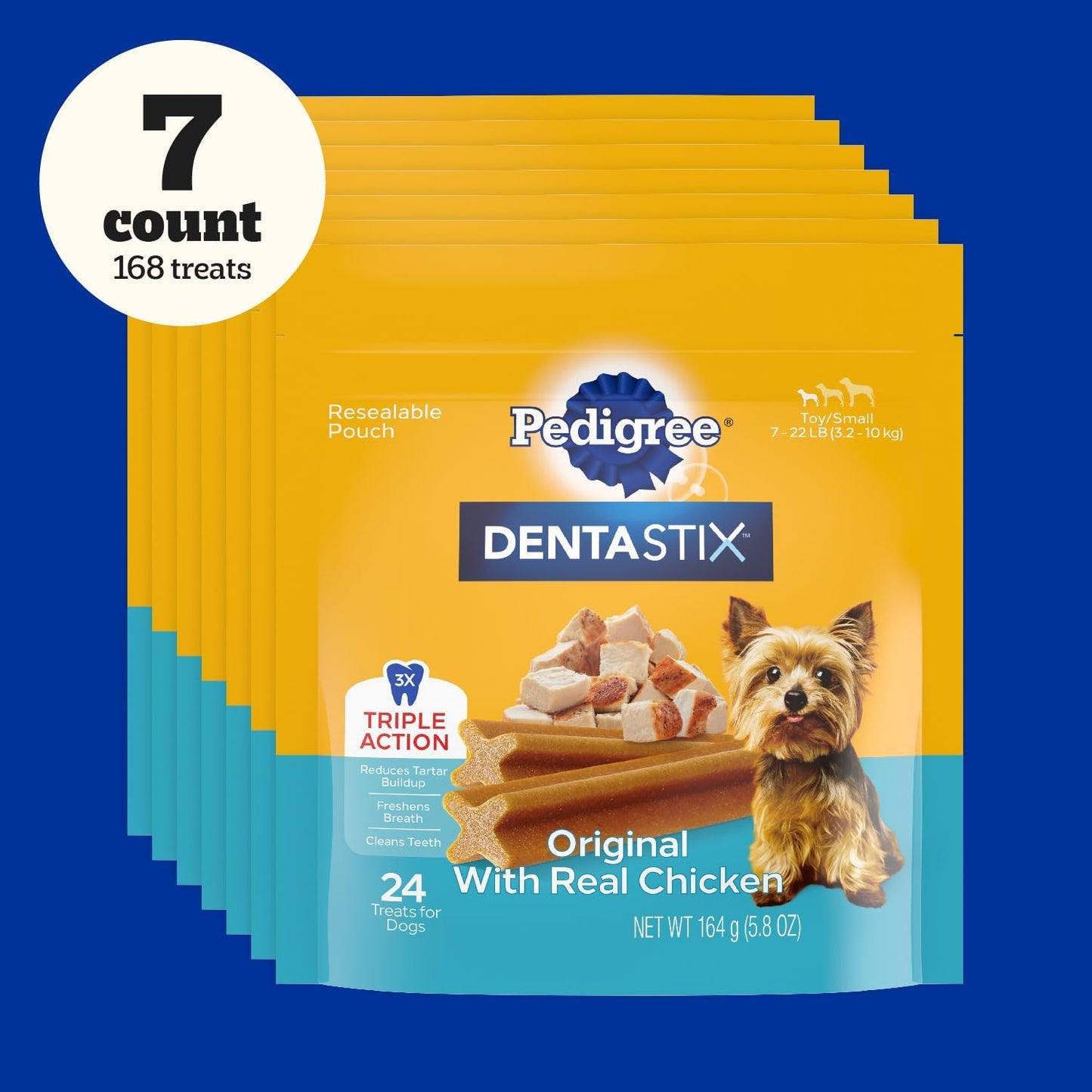 DENTASTIX Toy/Small Dog Dental Treats Original Flavor Dental Bones, 5.8 Oz. -24 Count (Pack of 7)