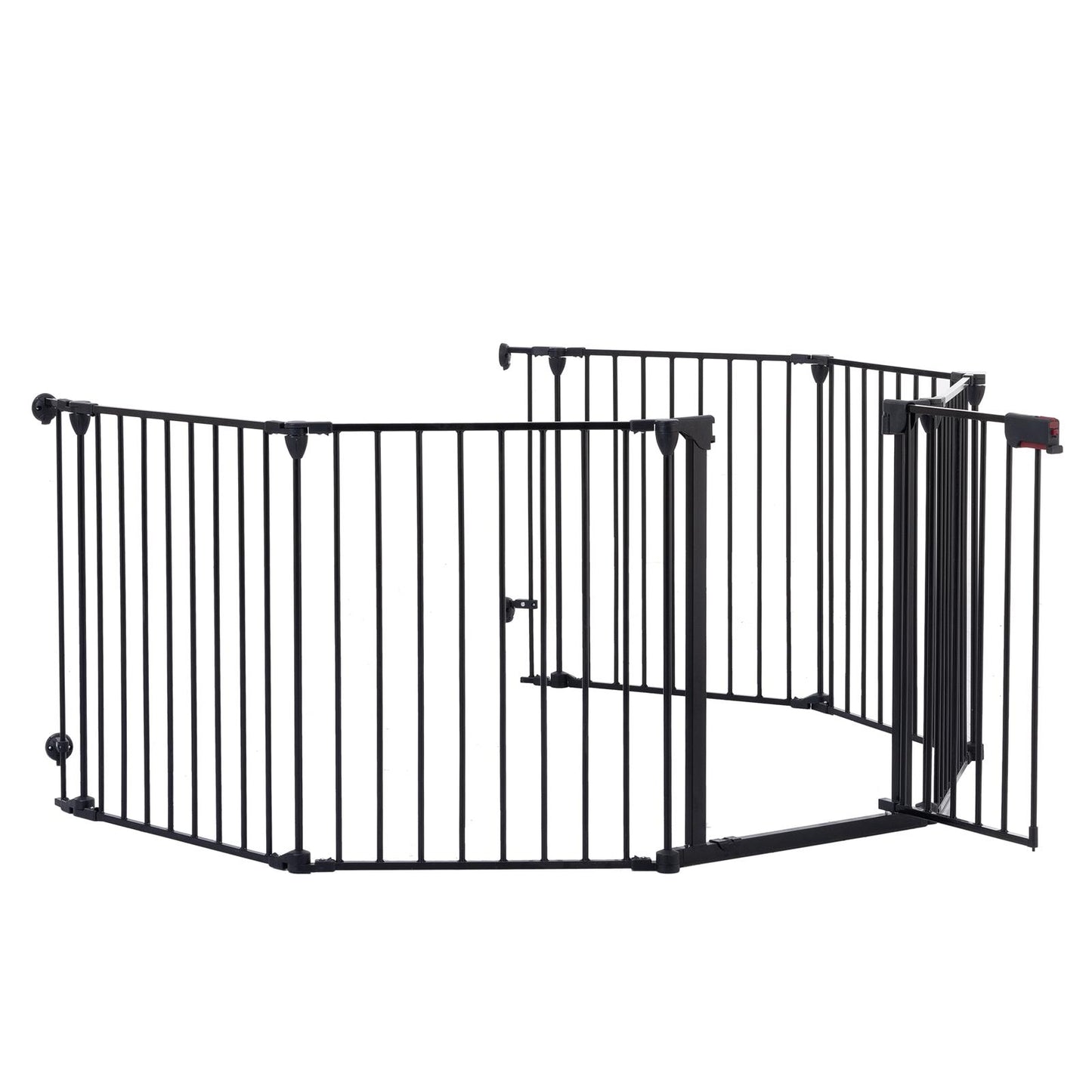 150" Adjustable Metal Safety Gate with 6 Panels – Multi-Functional Play Yard, Fireplace Fence, Stair Gate, and Christmas Tree Barrier