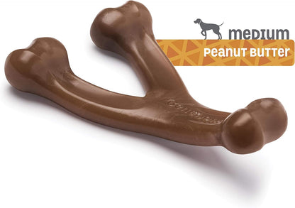 Indestructible Wishbone Dog Chew Toy for Aggressive Chewers, Long Lasting Tough Boredom Breaker for Dogs, Real Peanut Flavour, for Medium Dogs, Made in the USA.