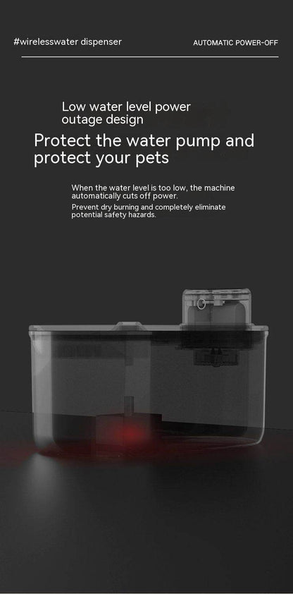 Smart Wireless Pet Water Fountain – Stainless Steel, Rechargeable, Ultra-Quiet for Cats & Dogs Black Suit