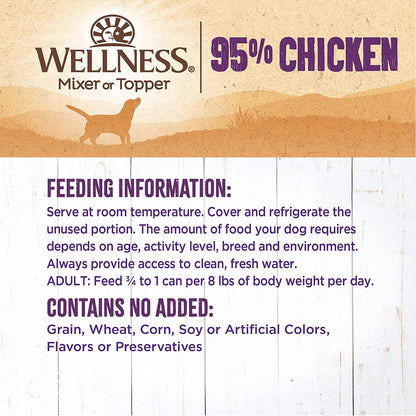 Natural Pet Food 95% Chicken Natural Wet Grain Free Canned Dog Food, 13.2-Ounce Can (Pack of 12)