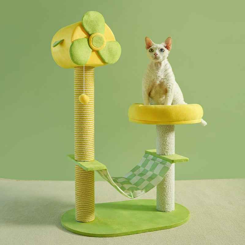 Multi-Level Cat Tree & Climbing Tower – Scratching Posts, Hammock, Gel Cooling Pad & Toys