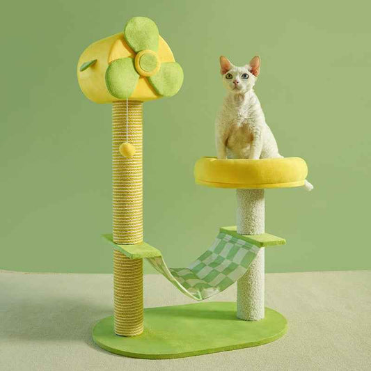 Multi-Level Cat Tree & Climbing Tower – Scratching Posts, Hammock, Gel Cooling Pad & Toys