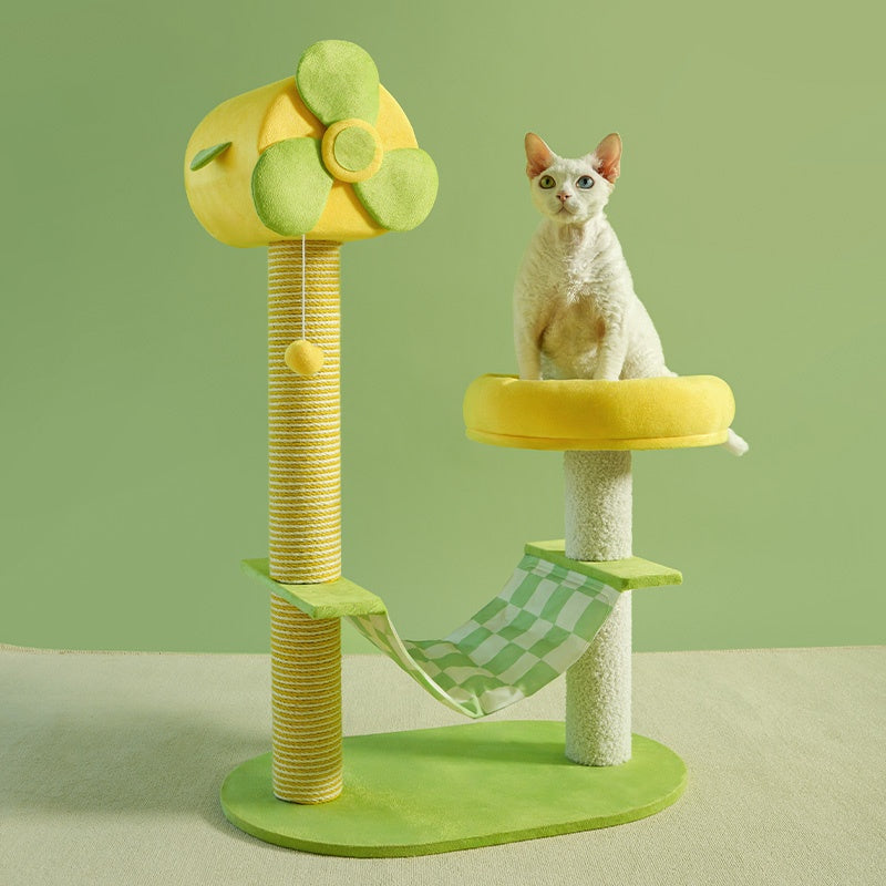 Multi-Level Cat Tree & Climbing Tower – Scratching Posts, Hammock, Gel Cooling Pad & Toys