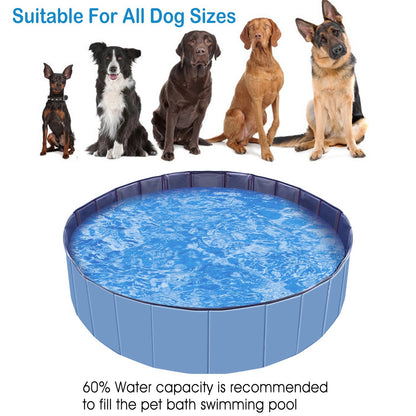 Foldable Dog Pool – 63" PVC Pet Swimming Tub for Large Dogs, Cats & Kids (Portable, Non-Slip Bottom, Easy Drain)