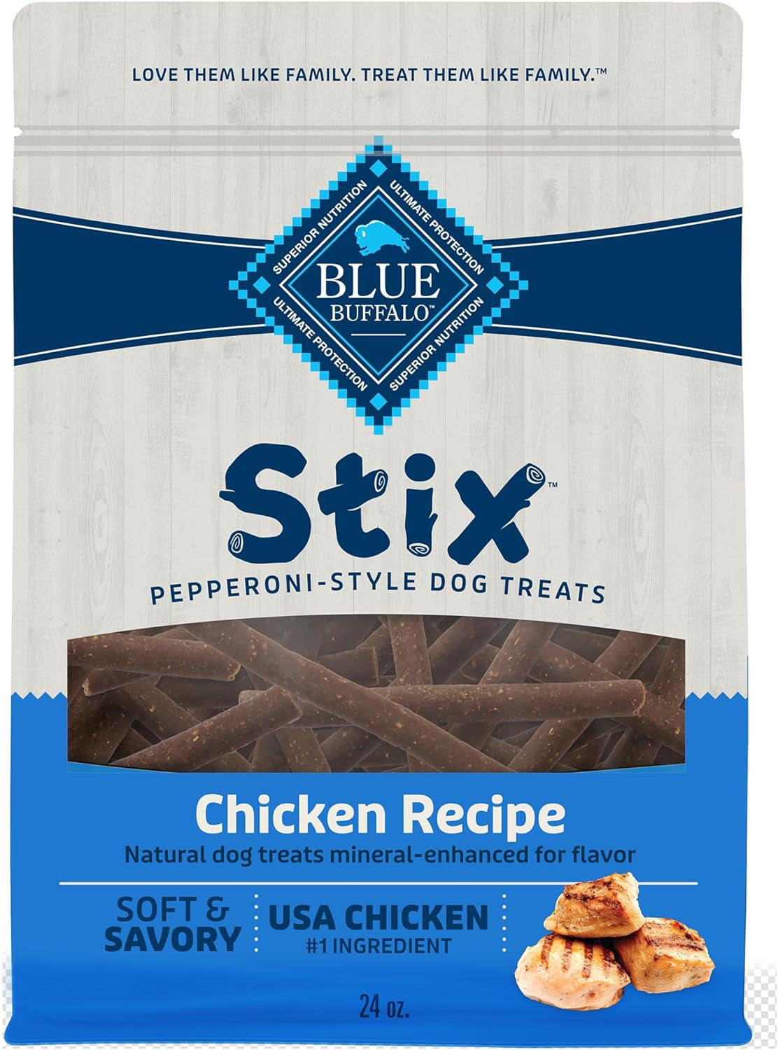 Blue Buffalo Pepperoni-Style Dog Treats Made with Natural Ingredients, Chicken Recipe