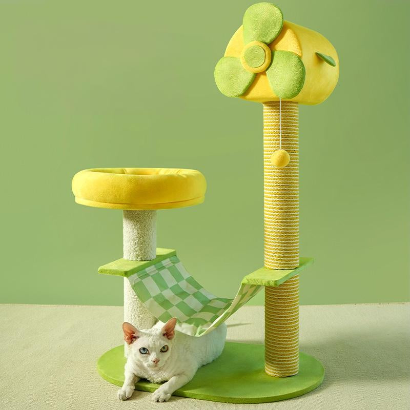 Multi-Level Cat Tree & Climbing Tower – Scratching Posts, Hammock, Gel Cooling Pad & Toys