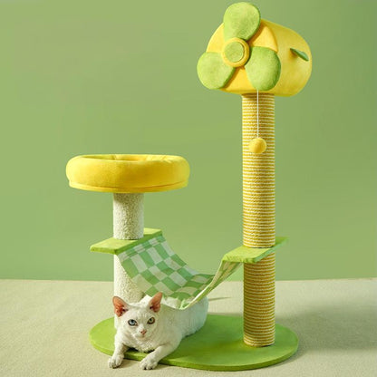 Multi-Level Cat Tree & Climbing Tower – Scratching Posts, Hammock, Gel Cooling Pad & Toys