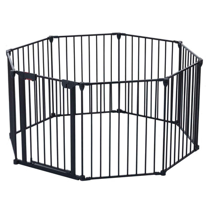 200" Adjustable Metal Safety Gate with 8 Panels – Multi-Functional Play Yard, Fireplace Fence, Stair Gate, and Christmas Tree Barrier